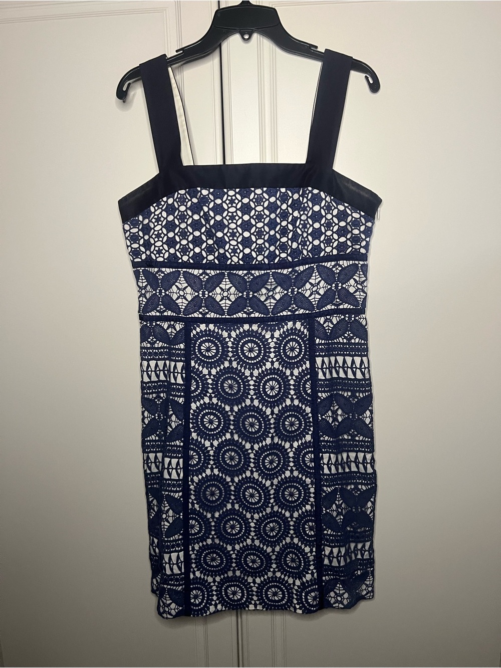 Tory Burch Navy White Guipure Lace Shift Dress
